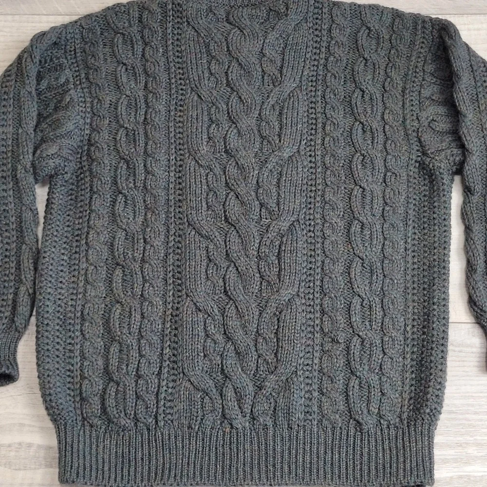 🐑VTG Bonner of Ireland Wool Sweater Mens L Heavy Aran Cable Fisherman Ireland